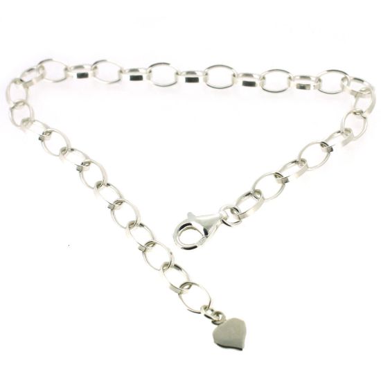 Wholesale Sterling Silver Basic Adjustable Chain Anklet and Bracelet- Flat Oval Rolo Chain