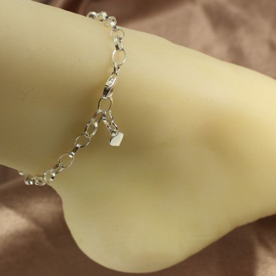 Wholesale Sterling Silver Basic Adjustable Chain Anklet and Bracelet- Flat Oval Rolo Chain