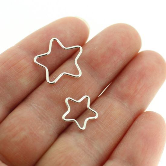 Wholesale Sterling Silver Plain STAR Charm 10mm  OR 15mm (1 pc)