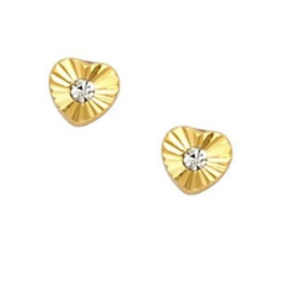 Wholesale 14K Solid Yellow Gold 4mm Heart Post Earring with Screw Back (1 pair)