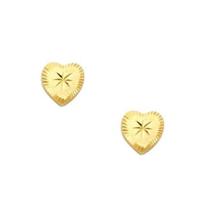 Wholesale 14K Solid Yellow Gold 5mm Heart Post Earring with Screw Back (1 pair)