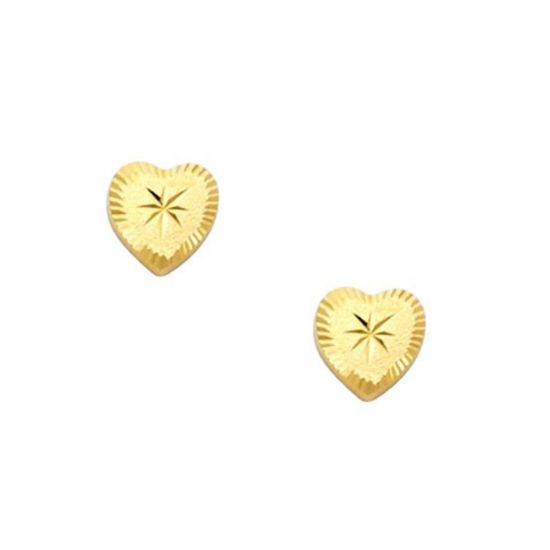 Wholesale 14K Solid Yellow Gold 5mm Heart Post Earring with Screw Back (1 pair)