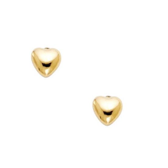 Wholesale 14K Solid Yellow Gold 4mm Heart Post Earring with Screw Back (1 pair)