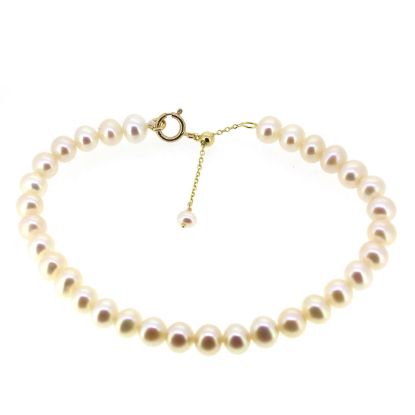 Wholesale 14K Solid Gold Adjustable Freshwater Pearl Bracelet - 6.5" plus 1" Extender