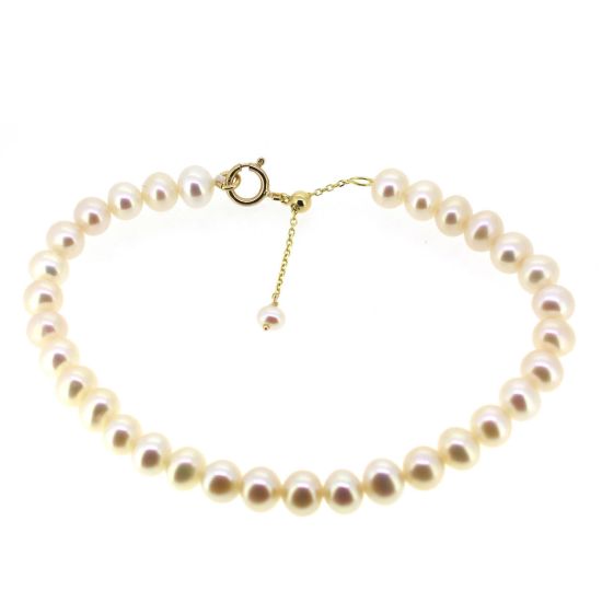 Wholesale 14K Solid Gold Adjustable Freshwater Pearl Bracelet - 6.5" plus 1" Extender