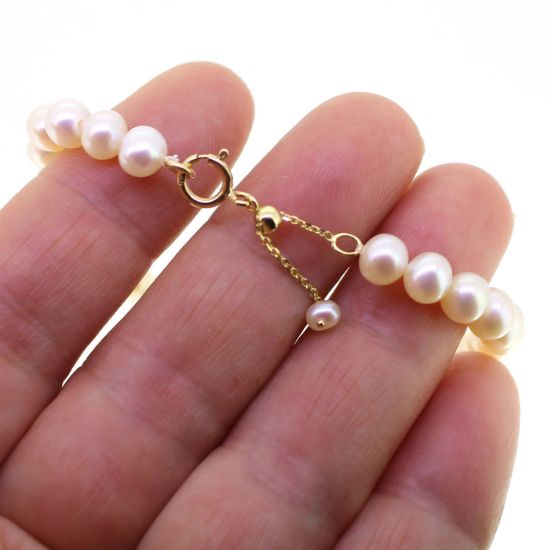 Wholesale 14K Solid Gold Adjustable Freshwater Pearl Bracelet - 6.5" plus 1" Extender