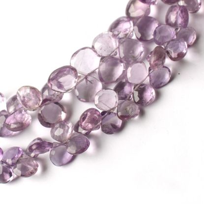 Wholesale Semiprecious Gemstone Beads -100% Genuine Pink Amethyst Gemstone Bead Faceted Heart Shape Briolette- Grade B  (sold by 8" strand )