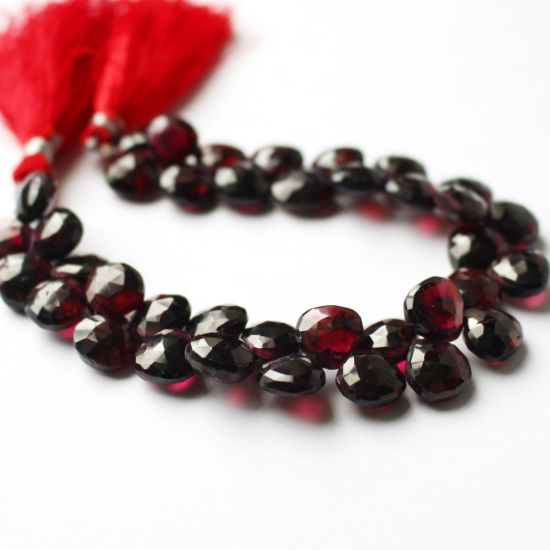 Wholesale Garnet-Faceted Heart Shape Gemstone Bead Strand  10mm -Grade B ( per Strand)