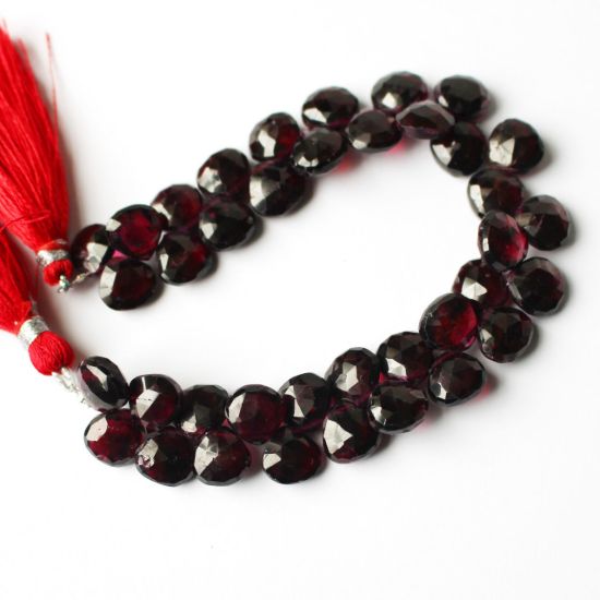Wholesale Garnet-Faceted Heart Shape Gemstone Bead Strand  10mm -Grade B ( per Strand)