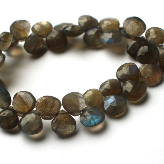 Wholesale Labradorite-Faceted Heart Gemstone Bead Strand 10 mm  Grade B (per  Strand)