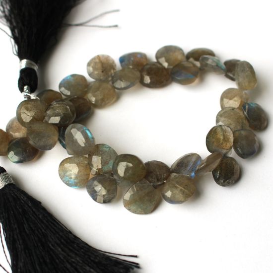 Wholesale Labradorite-Faceted Heart Gemstone Bead Strand 10 mm  Grade B (per  Strand)