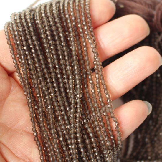 Wholesale Gemstone beads - Smokey Quartz Faceted Round Beads - 2.4mm - 13 inches - full strand