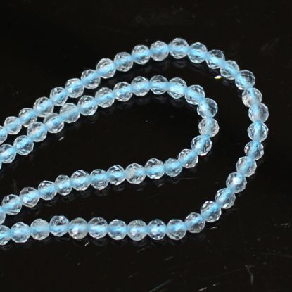 Wholesale December Birthstone- Gemstone beads - Natural Blue Topaz Faceted Round Beads - 2.4mm - 13 inches