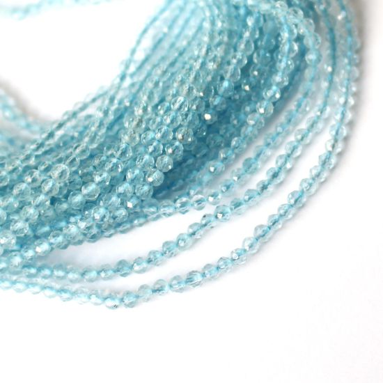 Wholesale December Birthstone- Gemstone beads - Natural Blue Topaz Faceted Round Beads - 2.4mm - 13 inches