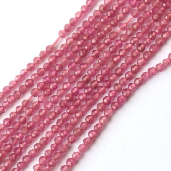 Wholesale October Birthstone- Gemstone beads - Natural Pink Tourmaline Faceted Round Beads - 2.2mm or 3mm - 13 inches