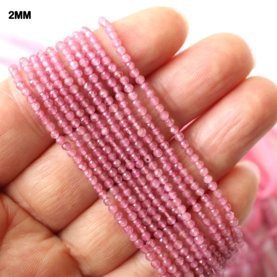 Wholesale October Birthstone- Gemstone beads - Natural Pink Tourmaline Faceted Round Beads - 2.2mm or 3mm - 13 inches