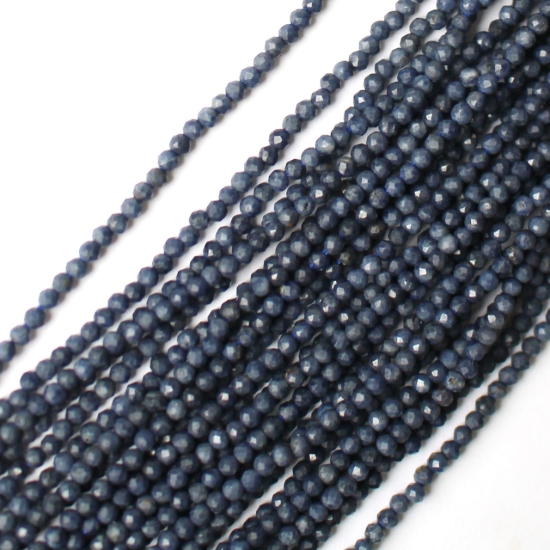 Wholesale September  Birthstone- Gemstone beads - Natural Blue Sapphire Faceted Round Beads - 2mm - 13 inches