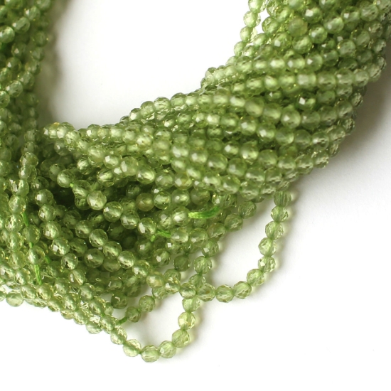 Wholesale August Birthstone- Gemstone beads - Natural Peridot Faceted Round Beads - 2.4mm - 13 inches