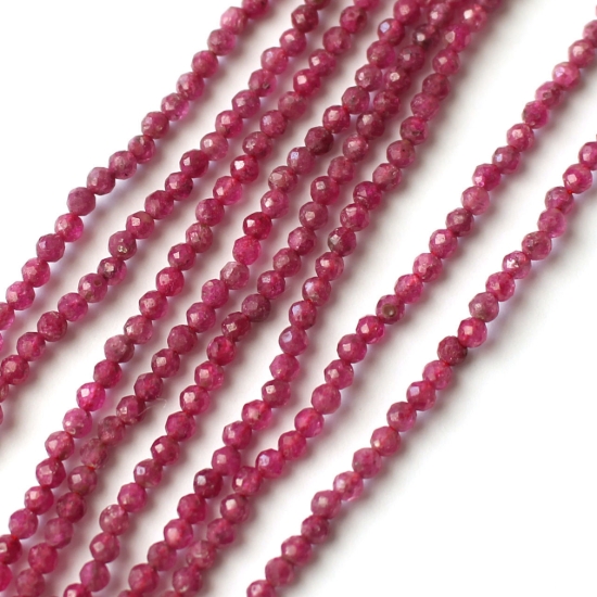 Wholesale July Birthstone- Gemstone beads - Natural Ruby Faceted Round Beads - 2.3mm - 13 inches
