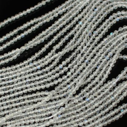 Wholesale June Birthstone- Gemstone beads - Natural Rainbow Moonstone Faceted Round Beads - 2.2mm - 13 inches