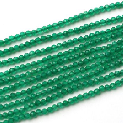 Wholesale May Birthstone- Gemstone beads - Natural Green Onyx Faceted Round Beads - 2.4mm - 13 inches