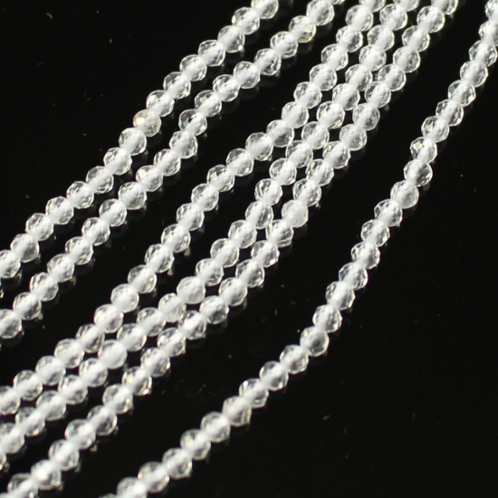 Wholesale April Birthstone- Gemstone beads - Natural Crystal Quartz Faceted Round Beads - 2.2mm - 13 inches