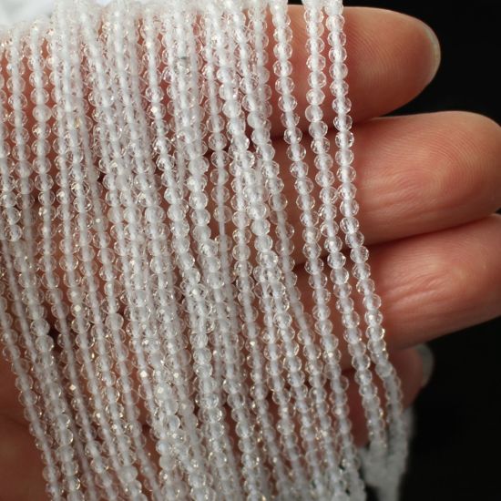 Wholesale April Birthstone- Gemstone beads - Natural Crystal Quartz Faceted Round Beads - 2.2mm - 13 inches