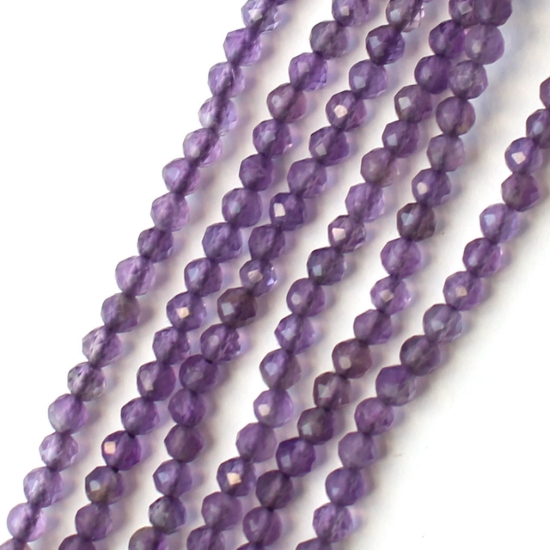 Wholesale February Birthstone- Gemstone beads - Natural Amethyst Faceted Round Beads - 2.5mm - 13 inches