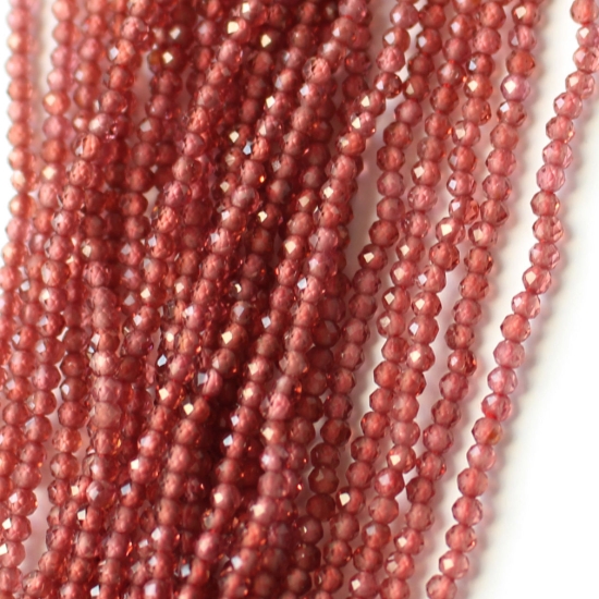 Wholesale January Birthstone- Gemstone beads - Natural Garnet Faceted Round Beads - 2.2mm - 13 inches