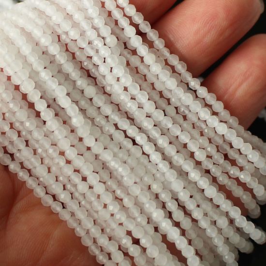 Wholesale October Birthstone- Gemstone beads - Natural White Opal Faceted Round Beads - 2.5mm - 13 inches