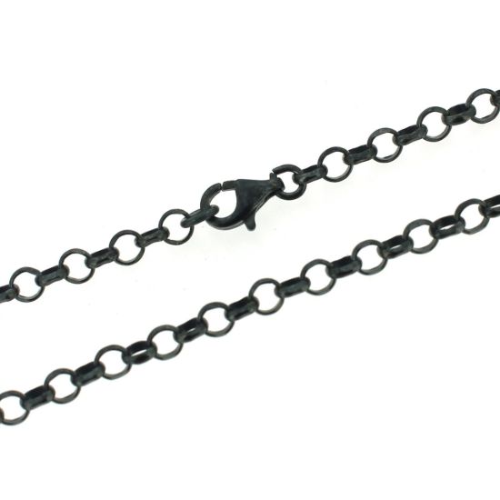 Wholesale Dark Oxidized Sterling Silver Finished Chain - 3.5mm Diamond Cut Rolo Chain