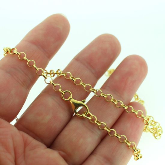 Wholesale Gold Over Sterling Silver Finished Chain - 3.5mm Diamond Cut Rolo Chain