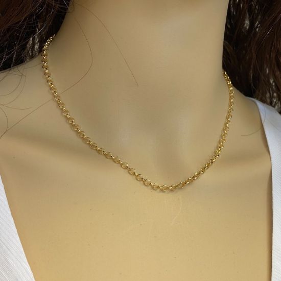 Wholesale Gold Over Sterling Silver Finished Chain - 3.5mm Diamond Cut Rolo Chain