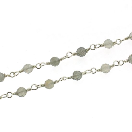 Wholesale Sterling SilverLabradorite  Rosary Chain By the Foot