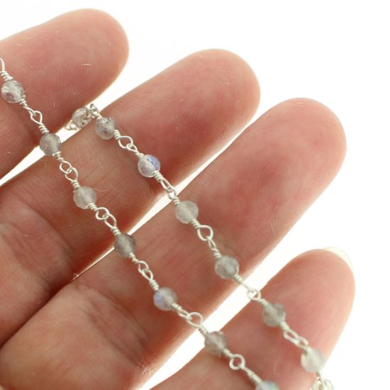 Wholesale Sterling SilverLabradorite  Rosary Chain By the Foot