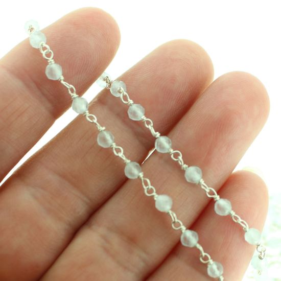 Wholesale Sterling Silver Peru Rosary Chain By the Foot - 3mm Round Faceted Beads