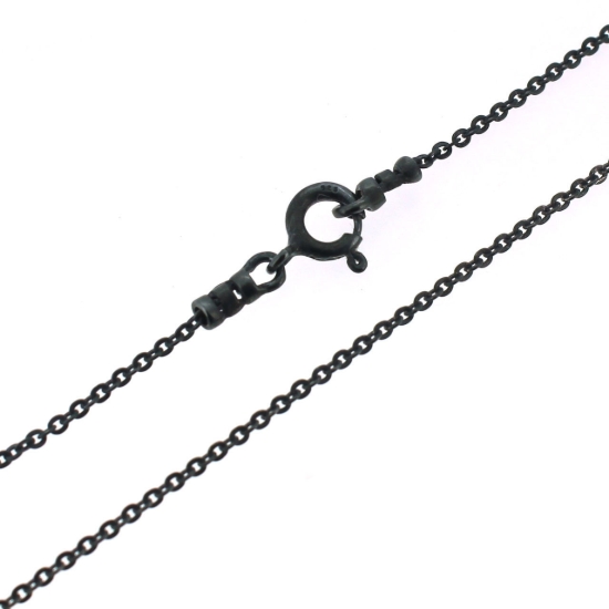 Wholesale Oxidized Sterling Silver Finished Jewelry Chain - Solid Flat Oval Cable Chain