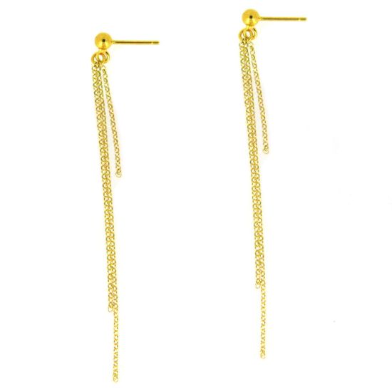 Wholesale Gold plated Sterling Silver Earrings-Long Tassel Earrings (Sold Per Pair)