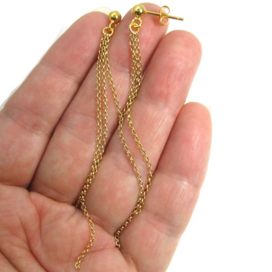 Wholesale Gold plated Sterling Silver Earrings-Long Tassel Earrings (Sold Per Pair)