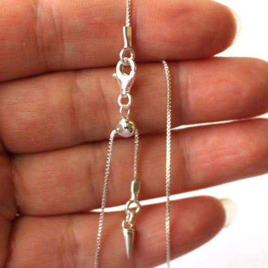 Wholesale Sterling Silver Adjustable Necklace Chain - Tiny Box Chain -Adjustable  up to 22"