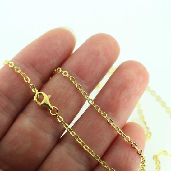 Wholesale Gold Over Sterling Silver Strong Flat Cable Chain, Wholesale Bulk Necklace Chains