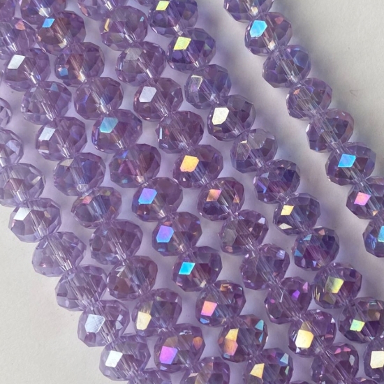 Wholesale Crystal Glass beads,8*6 mm Faceted Rondelle,Light Purple ,AB