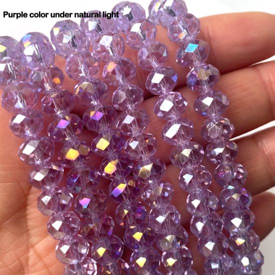 Wholesale Crystal Glass beads,8*6 mm Faceted Rondelle,Light Purple ,AB