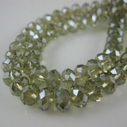 Wholesale Crystal Glass Beads, 8X6mm Faceted Rondelle, Sparkle Grey with green tone,16'' Strand