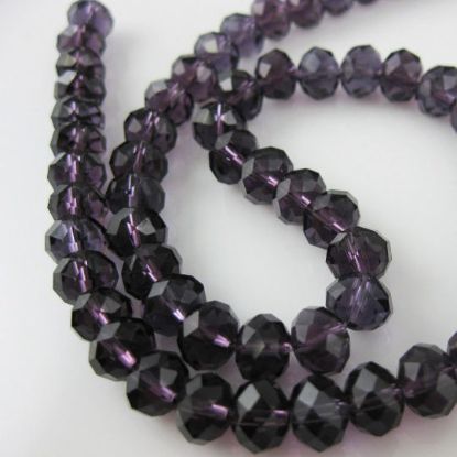 Wholesale Crystal Glass Beads, 8X6mm Faceted Rondelle, Dark Purple,16'' Strand