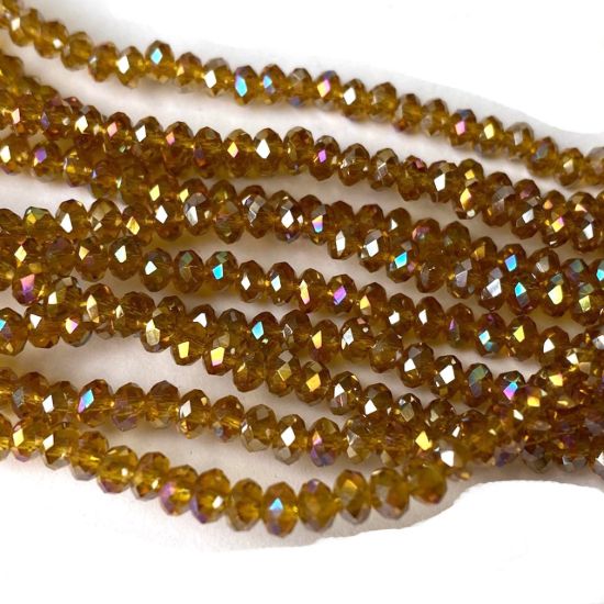 Wholesale Crystal Glass beads,4X3mm Faceted Rondelle,Citrine color,AB