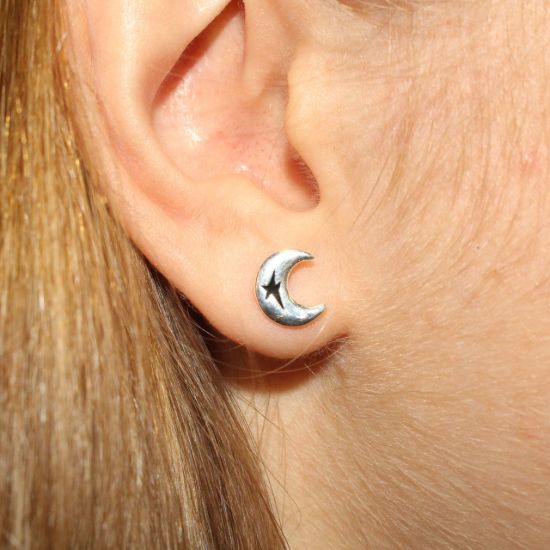 Wholesale Sterling Silver Moon and Star Studs for Jewelry Making, Wholesale Earwire and Findings