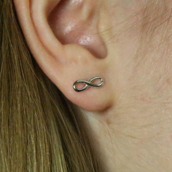 Wholesale Rhodium plated Sterling Silver Infinity Earring Studs for Jewelry Making, Wholesale Earwire and Findings