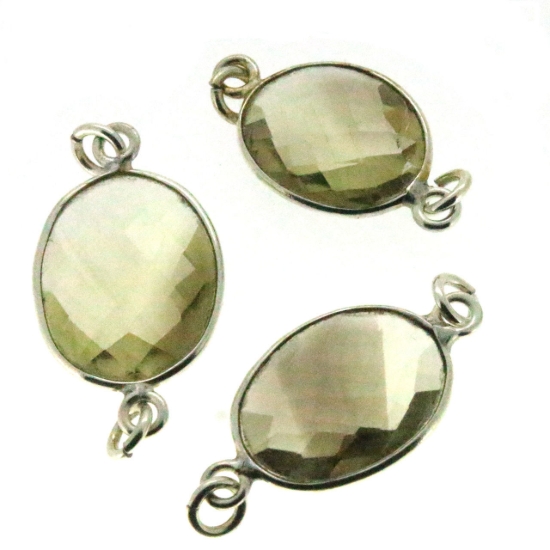 Wholesale Sterling Silver Bezel Gemstone Link - Faceted Free Form- Natural Lemon Topaz