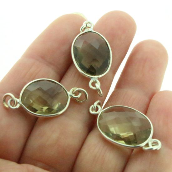 Wholesale Sterling Silver Bezel Gemstone Link - Faceted Free Form- Natural Lemon Topaz
